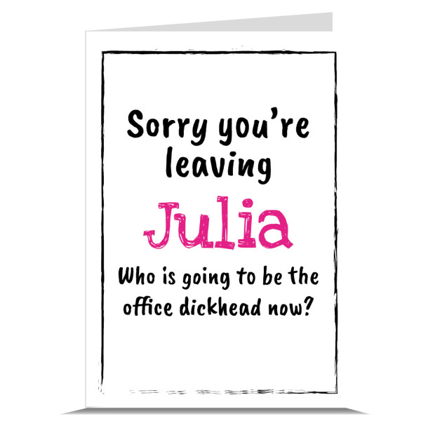 Office Dickhead Personalised Leaving Card - Available in 7 Colours