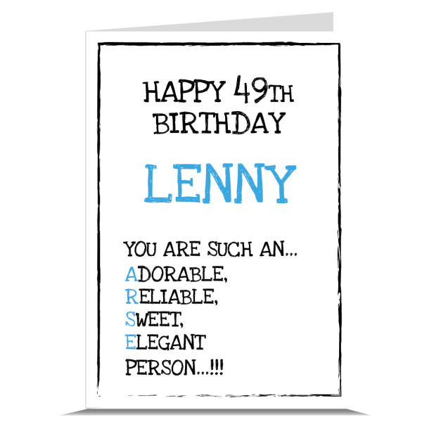 Describe You ARSE Personalised Birthday Card - Blue