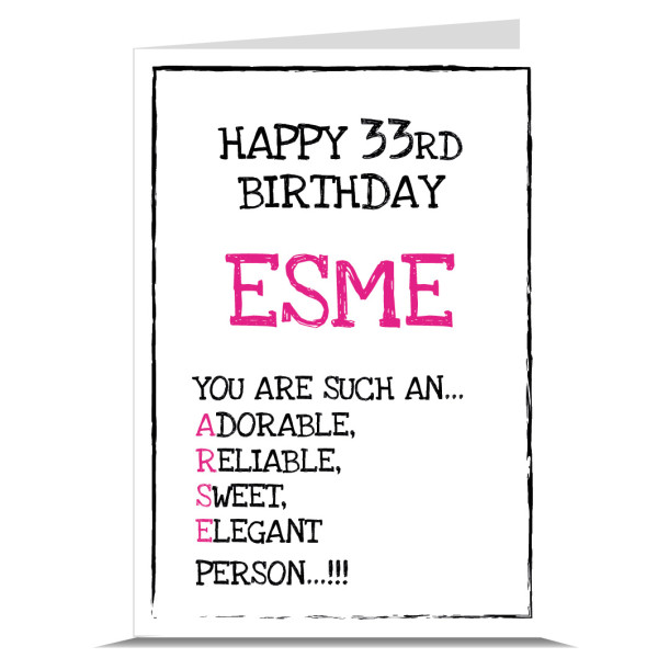 Describe You ARSE Personalised Birthday Card - Pink