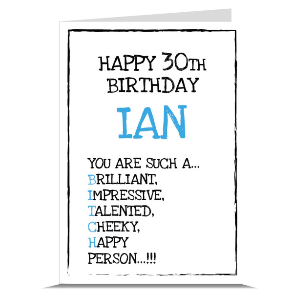 Describe You BITCH Personalised Birthday Card - Blue
