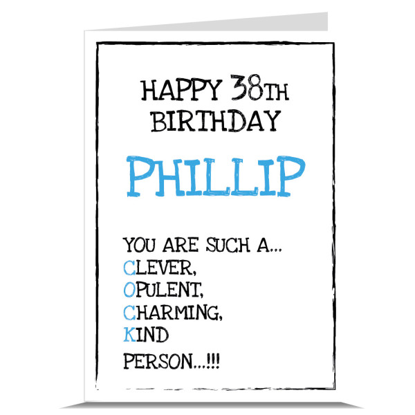 Describe You COCK Personalised Birthday Card - Blue