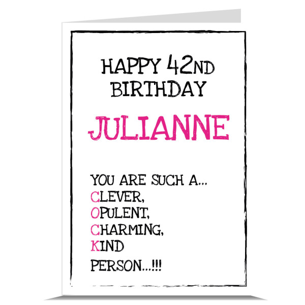 Describe You COCK Personalised Birthday Card - Pink