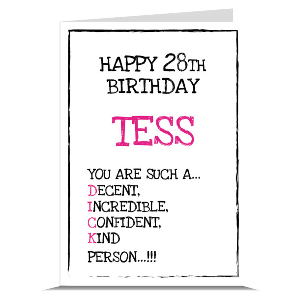 Describe You DICK Personalised Birthday Card - Pink