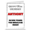 Dead In Dog Years Personalised Birthday Card