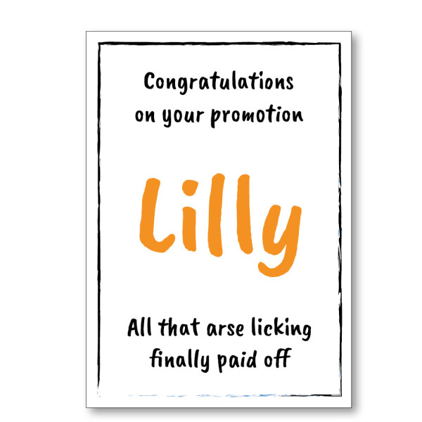 Arse Licker Personalised Promotion Card
