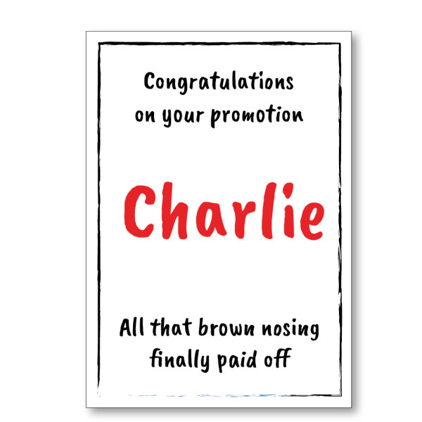 Brown Nosing Personalised Promotion Card