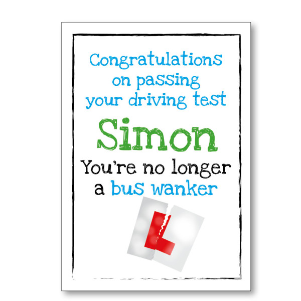 Bus Wanker Personalised Driving Test Card - Blue