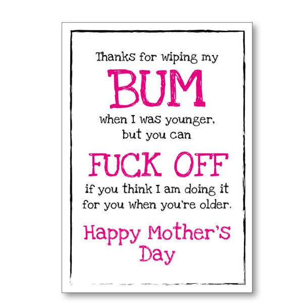 Mother's Day Wipe Bum Card