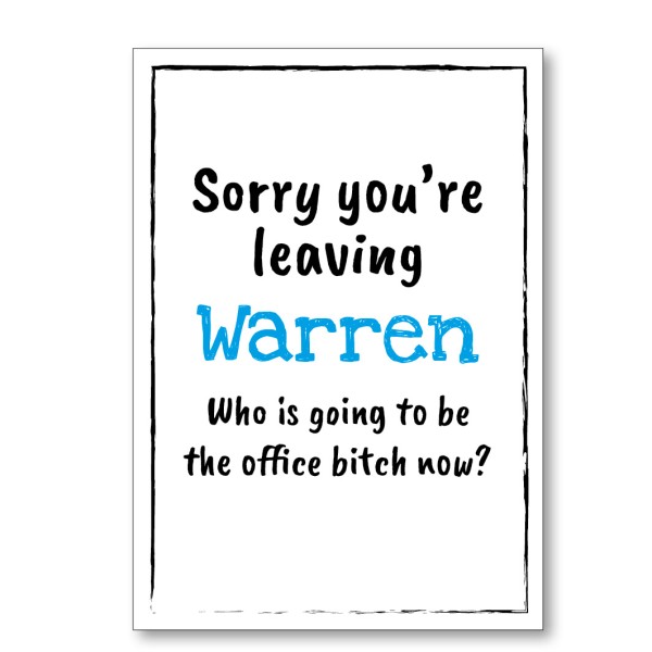 Office Bitch Personalised Leaving Card - Available in 7 Colours