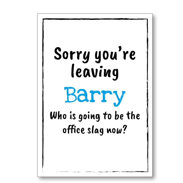 Office Slag Personalised Leaving Card - Available in 7 Colours