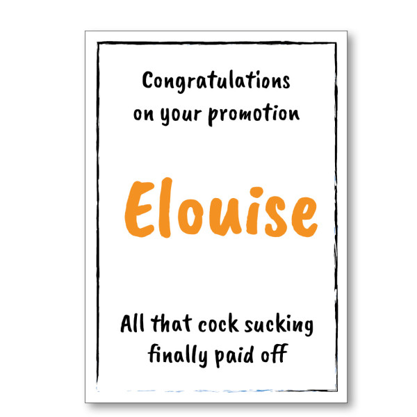Cock Sucker Personalised Promotion Card