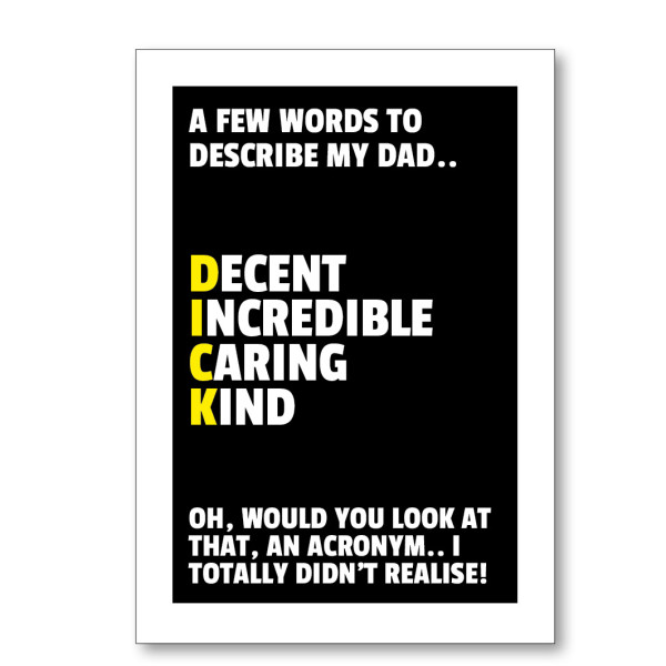 Father's Day Acronym Dick Card
