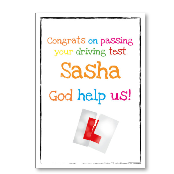 God Help Us Personalised Driving Test Card