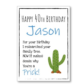 You're A Prick Personalised Birthday Card
