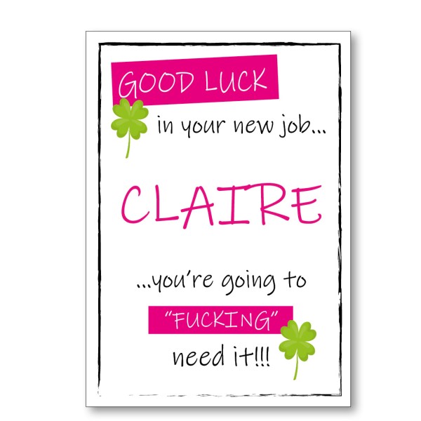 Good Luck You're Going To Fucking Need It Personalised Card - Pink