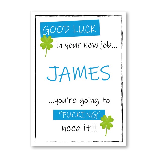 Good Luck You're Going To Fucking Need It Personalised Card - Blue