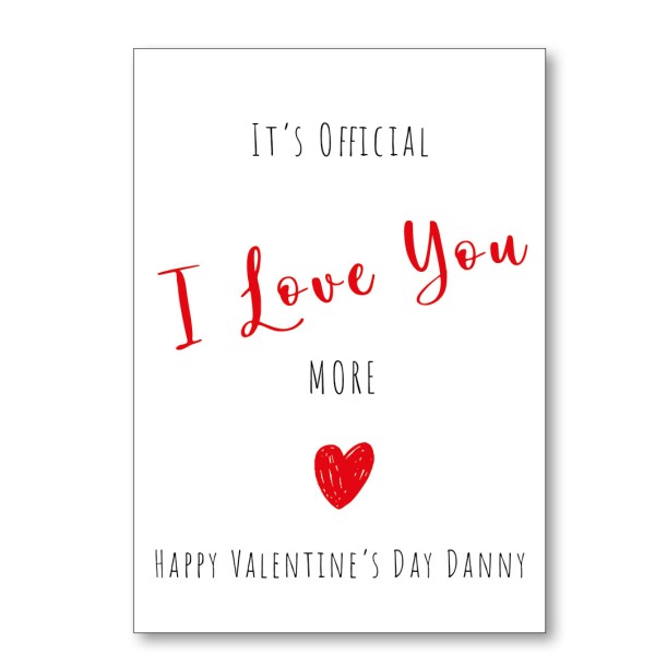Officially Love You More Valentine's Card