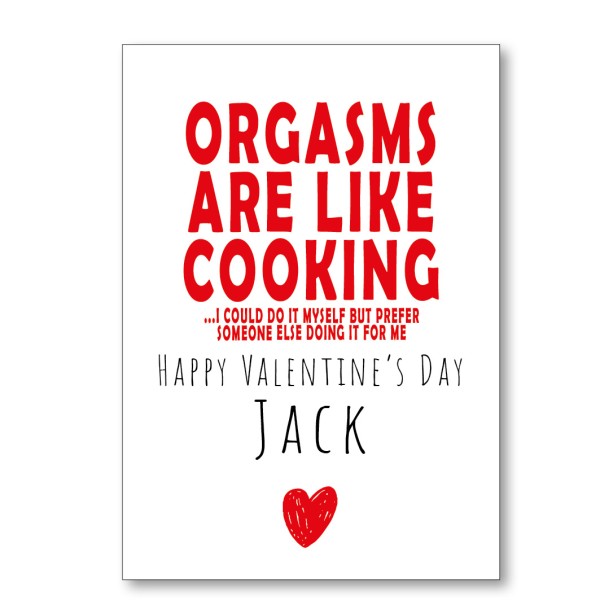 Orgasms Like Cooking Valentine's Card