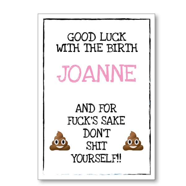 Don't Shit Yourself Personalised Baby Shower Maternity Leave Card