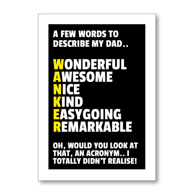 Father's Day Acronym Wanker Card