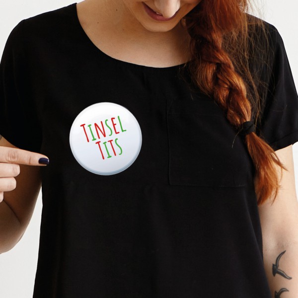 Tinsel Tits Christmas Badge 