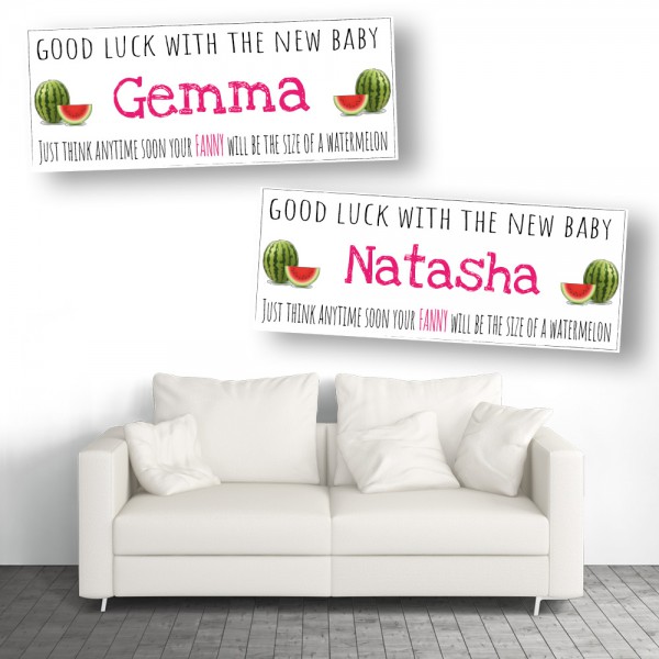 New Baby Watermelon Personalised Baby Shower Maternity Leave Banners