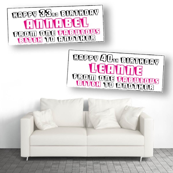 Fabulous Bitch Personalised Birthday Banners