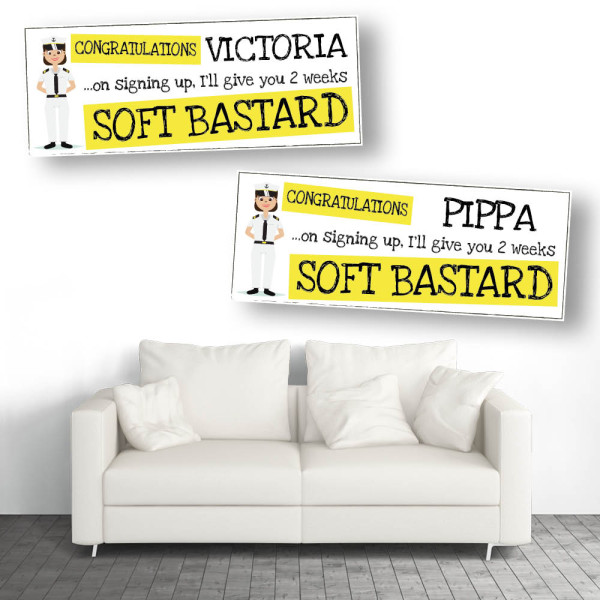 Soft Bastard Signing Up Navy Personalised Banners (Woman)