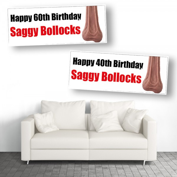 Saggy Bollocks Personalised Birthday Banners
