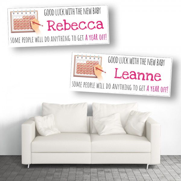 New Baby Year Off Personalised Baby Shower Maternity Leave Banners