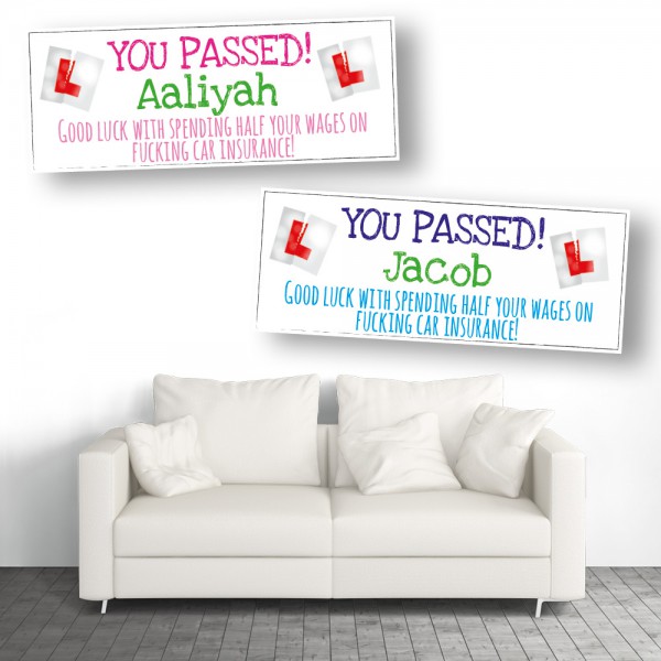You Passed Car Insurance Personalised Driving Test Banners